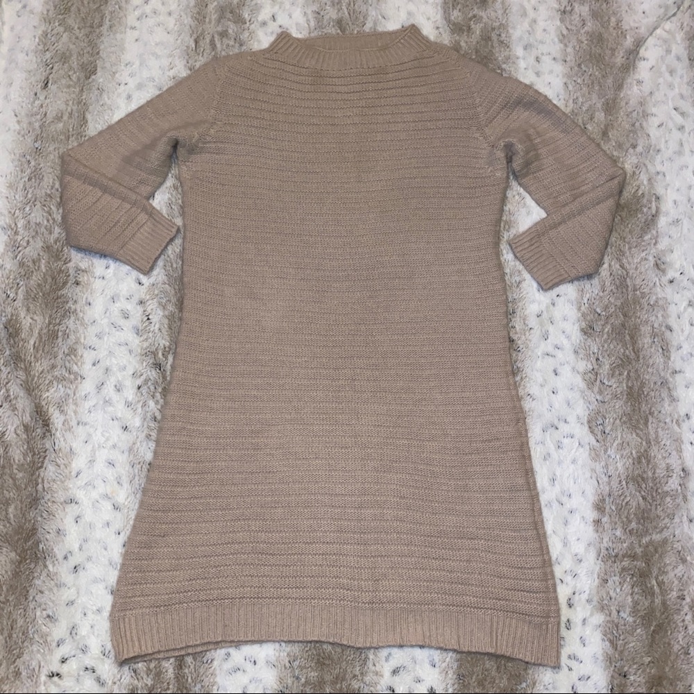COPY - ZARA KNIT SWEATER DRESS in SAND TAUPE BEIGE BROWN